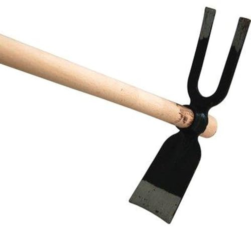 1 PZ ZAPPA BIDENTE OCCHIO TONDO 228 + MANICO ORSATTI ACCIAIO FORGIATO/FAGGIO GR 425 MM 70X260 H.CM 130