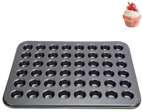 Mimdixy Teglia da forno per cupcake da 48 tazze, 16x12,7x0,8 pollici Teglia antiaderente Mini rotonda cupcake muffin Stampo per cheesecake Stampo da forno Accessorio da