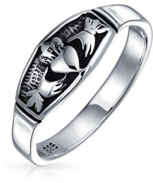 Anello di fidanzamento celtico irlandese BFF per coppie, promessa di amicizia, fede nuziale Claddagh per uomini e donne in argento sterling ossidato .925
