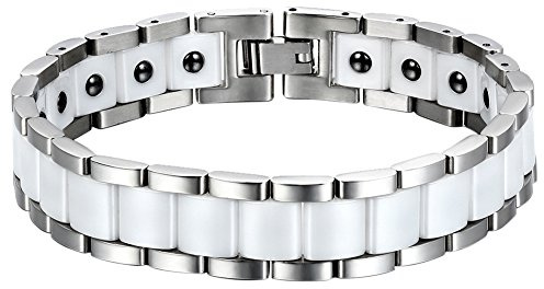 OIDEA Herren Armband mit Magnet Magnetarmband: Magnet Armkette Gliederkette Glieder Link aus Wolframstahl Keramik Edelstahl Gesundheitsarmband Handgelenk Armschmuck Geschenk für Männer
