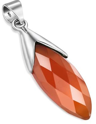Unique Gems pendentif pour la femme Argent 925 Cornaline rouge 8.8 ct Goutte marquise Art Nouveau