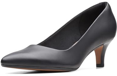 Clarks Women's Linvale Jerica Pump, Black Leather, 7 UK Wide