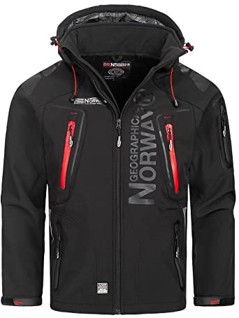 Geographical Norway Techno Men - Giacca Cappuccio Softshell Impermeabile Uomo - Giacca Vento Tattica Da Esterno - Escursionismo Sci Autunno Inverno Primavera