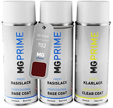 MG PRIME Billack sprayburkar för Volvo 702 Flamenco Red Pearl + klarlack