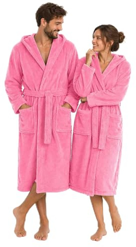 etérea Bademantel Damen & Herren mit Kapuze – Mustique Kuschelfleece Morgenmantel flauschig, Saunamantel Unisex pflegeleicht waschbar 40°C, Größen S–XXL
