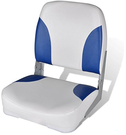 Festnight Klappbar Bootssitz | Gepolstert Steuerstuhl Bootsstuhl Anglerstuhl | Kunstleder UV-bestaendig Blau-Weiss 41 x 36 x 48 cm