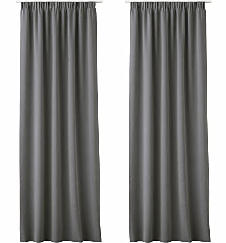 JEMIDI 2x Vorhang blickdicht 140x250cm - 2er Set Gardine mit Kräuselband Universalband - 100% Polyester Schal lang für Wohnzimmer Schlafzimmer - anthrazit