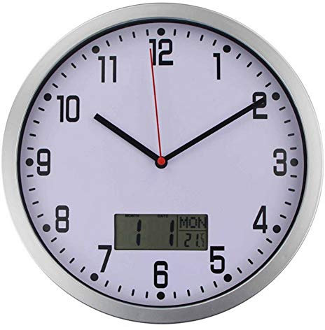 Timelike Kalenderuhr, Tages- und Datumsanzeige, Digitaluhr mit großen, klaren Ziffern, Wecker mit digitalem HD-Bilderrahmen” (Silber)