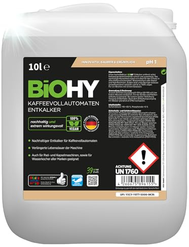 BiOHY Détartrant pour les machines a café automatique (Bidon de 10l) | efficace pour les bouilloires | toutes marques | environ 20 processus de détartrage (Kaffee Entkalker)