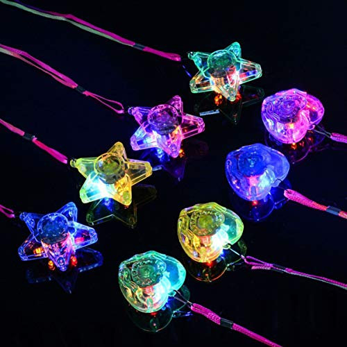 Toyvian 8Pcs Leuchten Halskette Stae Herzform Führte Blinkende Halskette Anhänger für Kinder Hochzeit Geburtstagsfeier Begünstigt Spielzeug