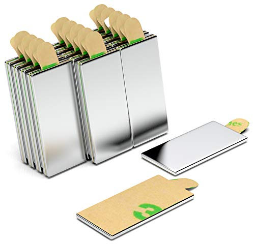 NeoMagNova® Klebemagnete N42 selbstklebend - Starke neodym Magnete, paarweise magnetisiert, für Pinnwand, basteln und mehr - Packung mit 30 - 20x10x1 mm