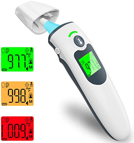 Ear Thermometer for Kids, Baby Thermometer with Ear and Forehead Mode for Adults, Kids and Objects, Digital Ear Thermometer with Accurate 1 Second Reading Fever Alarm and Large LCD Display