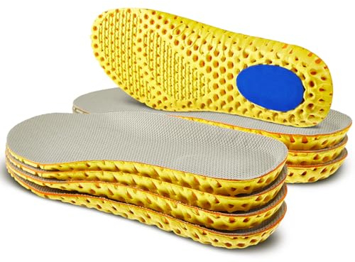 Unittype 4 Pairs Shoe Inserts for Men Women Memory Foam Insoles Shock Absorbing Breathable Replacement Insoles for Work Boots Running Sports Shoes Boots(Men Us 8-12,Beige)