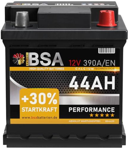 BSA Autobatterie 12V 44AH +30% Startkraft ersetzt 42Ah 45Ah 50Ah 46Ah 40Ah