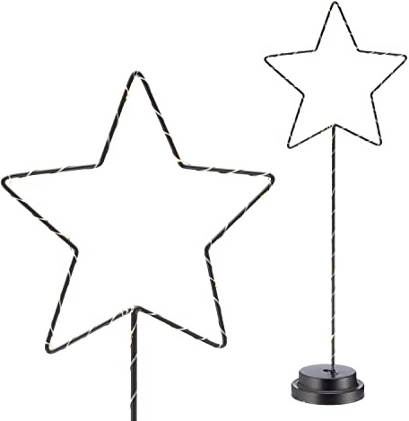 Cepewa LED Stern Stern zum Austellen | Metallgestell 51cm warmweiß batteriebetrieben | Lichterdeko Weihnachtsstern (1 x LED Sternlampe mit Fuß 12LEDs)