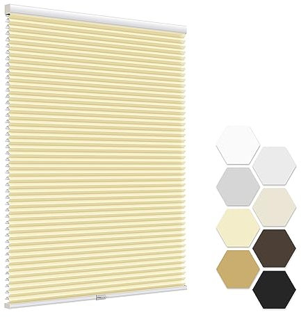 LazBlinds Jalousien ohne Bohren, kabellos, lichtfilternd, Wabenmuster, Plissee-Rollo, für Fenstergröße 50,8 cm B x 121,9 cm H, cremefarben