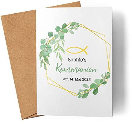 Kiddle-Design Karte Kommunion Junge Mädchen Kommunionskarte Personalisiert Geldgeschenk GlückwunschkarteSprüche Gratulation zur Erstkommunion