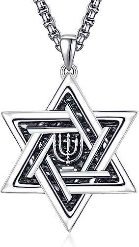 ADMETUS David Stern Anhänger Sterling Silber Kerze Davidstern Kette Halskette Herren Davidstern Schmuck Geschenk für Herren Männer