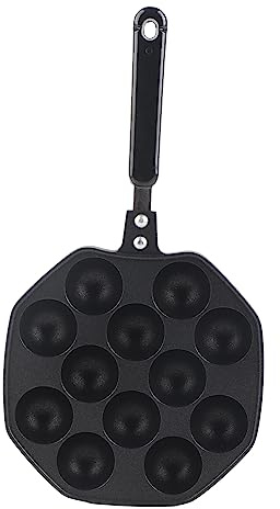 Aebleskiver Pan, Takoyaki Maker Iron Aebleskiver Pan Nonstick Aebleskiver Pan Black Pancake Pan Aluminum Non Stick Coating Ebelskiver Pan Pancake Maker Baking Mold