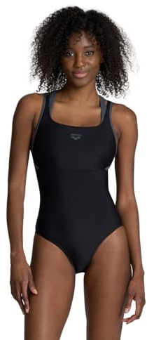 ARENA Women's Swimsuit SOLID Control HI- Black-Asphalt - 46