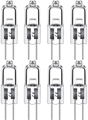 kanta G4 Halogen Light Bulbs 14W (20W) 12V Clear Capsule 2 Pin Lamp Bulb Eco Halogen Pin Base Warm White Dimmable 8 Pack