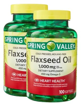 Unique Bundle Store Flaxseed Oil 1000mg – 100 Softgels, Cold-Pressed Organic Flax Seed Oil, Omega 3-6-9 Supplement, Hexane-Free Flax Oil Softgels, Daily Flax Seed Supplement (Pack of 2)