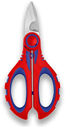 Forbici Artigianali Forbici Forbici da Elettricista in Acciaio Inossidabile Rosse 19 cm con Forbici con Funzione di Crimpatura