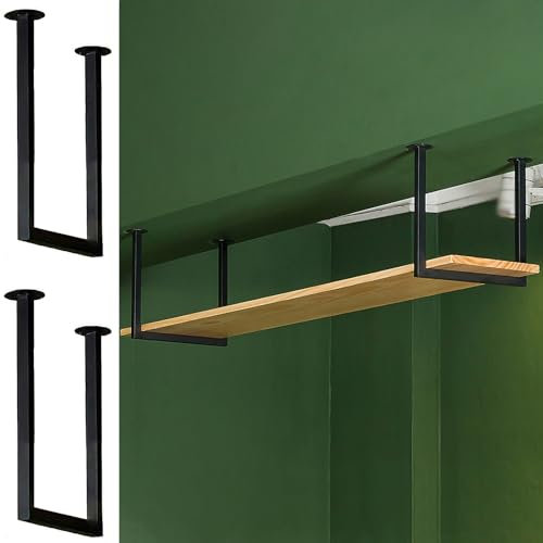 Robuste Regalhalterung (keine Planke), 30 cm x 30 cm Deckenmontage Schwarzes Rohrregal mit Schraube, Industrielle Regalhalterung, Hängeregal aus Metall, für die Küche (Color : Black, Size : 2 Pack)