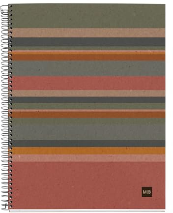Miquelrius Recyceltes A4-Notizbuch, 120 recycelte Blätter, 80 g/m², blanko, blanko, für Zeichnen, Lettering oder Skizzen, recycelter Einband, 4 Löcher, liniert