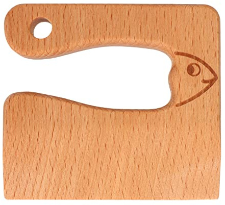Kindermesser aus Holz, Kindersichere Messer, Küchenspielzeug für Gemüse und Obst (Fisch)