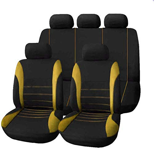 WITH001 Auto Sitzbezüge für SEAT Ibiza 5-Door/Ibiza ST 5-Door 6F 6J 6L 2021-2025, Bequem und Atmungsaktiv Stoff Seat Schonbezüge Innenraum Auto-Schonbezüge Zubehör,E Yellow
