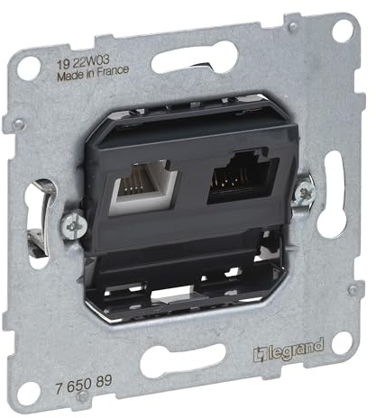 LEGRAND, SEANO Datendose RJ11+RJ45 KAT. 6 UTP, Einsatz, Kombinationsdose mit RJ11-Anschluss für Telefon- und Datenanschluss (RJ45, Kat. 6, UTP), 765089