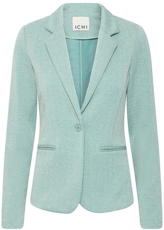ICHI Ihkate Jacquard Bl4 Blazer d'affaires décontracté, Beryl Green/Almond Herringbone (204260), XL Femmes