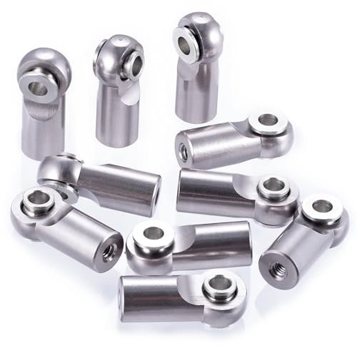 PEGGYLIN 10Pcs Metal M2.5 Linkage Tie Rod End Ball Head Universal Joint Adapter Fit For RC Car Boat Airplane Helicopter Models(Titanium)