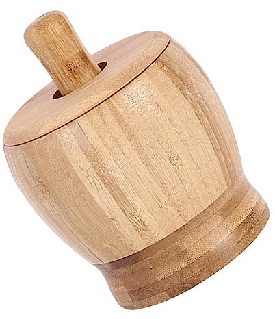 NIUSABOU Ustensiles de Cuisine en Bois Ensemble mortier, Mortier et Pilon en Bois Broyeur à mortier Ensemble mortier et Pilon Bol à mortier Pot à ail Broyeur à Aliments Accessoires de Cuisine Vanille
