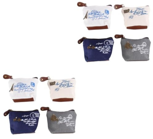 CONGARTENO 8stücke Vintage Canvas Münzgeldbörse Für Damen Mini Portemonnaie Für Münzen Schlüssel Und Geldscheine Praktische Handtasche Für Schule Und Alltag Farbvariationen Zufällig