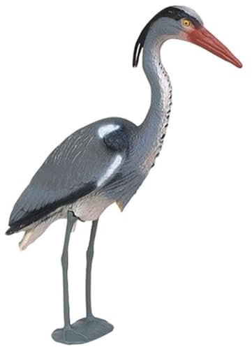 Gravidus Täuschend echte Fischreiher-Attrappe - Handbemalte Gartenfigur aus wetterfestem Kunststoff, Reiherschreck für Teich und Pool, 57 x 14 x 75 cm