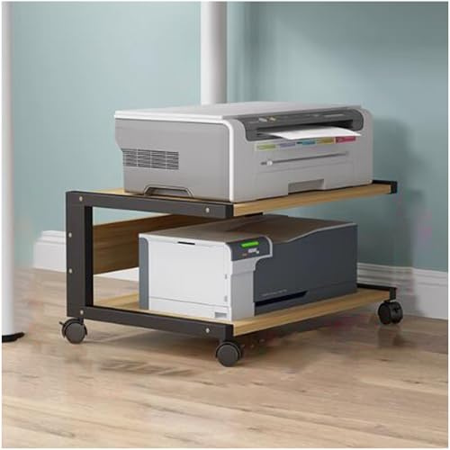 LIFEWEAR Mobiler Druckerständer für Unter Den Schreibtisch 2-stufiger Druckertisch mit Rollen Stabiles Druckerregal mit Stauraum Rollender Drucker Tisch fürs Büro, B Style-Innenhöhe 20cm