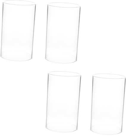 BESTOYARD 4 Stück Kerzenglasabdeckungen Glaszylinder Für Kerzen 2.76X1.97X1.97In Transparent Mit Windschutz Für Kerzenflamme Und Led-Licht Kerzenhülle Für Tischdeko Basteln Blumen