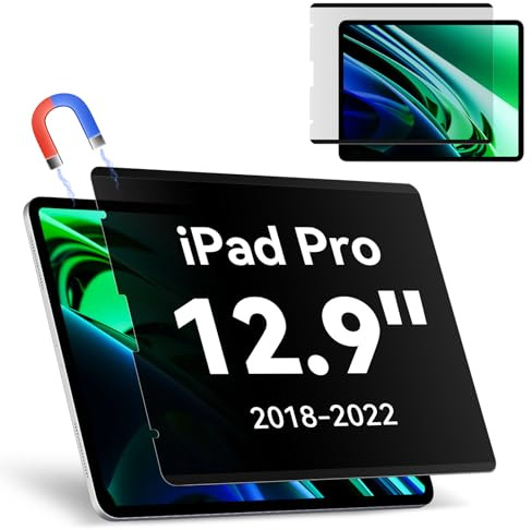 Filtre de Confidentialité pour iPad Pro 12.9 Pouces 2022 2021 2020 2018 | Magnétique Protection Ecran,Amovible Filtre Anti-Espion/Spy Lumiere Bleue Réutilisable Installation Facile
