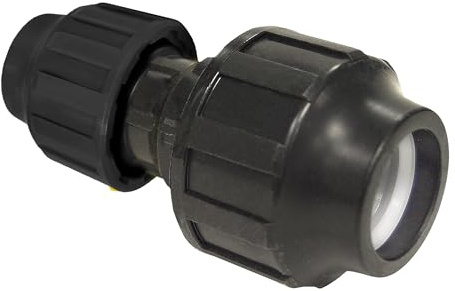 S&M 725364 – Raccordo ridotto Ø 40 mm x 32 mm | Connettore in polietilene di colore nero | Progettato come collegamento rapido per tubi di irrigazione da 40 mm e 32 mm, resiste ad alte pressioni