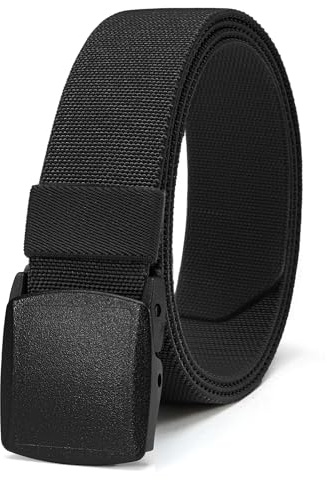 CHAOREN Elastischer Gürtel Herren, Stretch Arbeitsgürtel Stoff mit Kunststoffschnalle 38mm, Vom Flughafen Zugelassene Gurtel ohne Metall für Arbeit und Outdoor