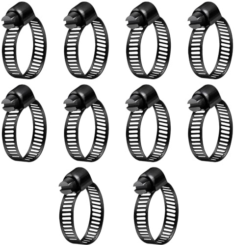 Jeboler Schlauchschellen 16‑25mm Außendurchmesser für Rohre 10 Stk Schwarz | Edelstahl Sschlauchschellen Schlauchklemme Rohrschelle Sortiment Schlauchbinder für Zuhause, Garten und kleine Geräte