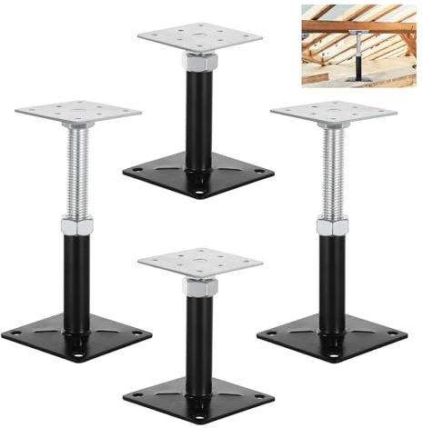 Cioquli Pfostenträger 100 x 100 mm 4er Set, Pfostenträger Höhenverstellbar 130-200mm, Pfostenträger Verstellbar Verzinkt zum Aufschrauben Stützenfuß Stützfuß Bodenfuß Betonfuss