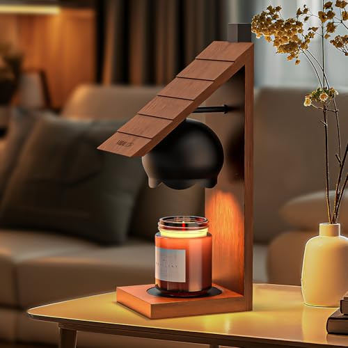VXUNLIOR Lámpara Calentadora de Velas de Madera Cabaña Rústica - Derretidor de Cera Aromática Sin Llama, Luz Nocturna Decorativa Vintage con Encanto Campestre para Hogar, Dormitorio, Casa Nueva