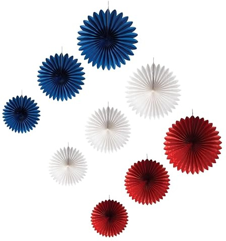 THE REPLICANT Rosaces à Suspendre Bleu, Blanc, Rouge/Lot de 9/3 Tailles différentes