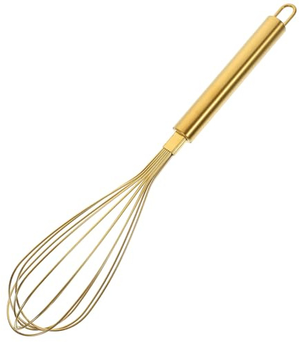 STOBAZA Batidor Manual de Huevos Grande de Acero Inoxidable 304 Dorado, Batidor Multifunción para Masa y Salsa, Utensilio de Cocina para Repostería y Hogar,