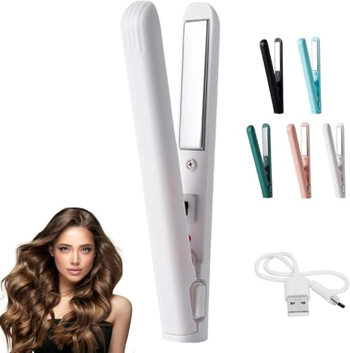 Mini Dual Purpose Curling Eisen, 2025 Neu 2-in-1 Mini Reise Haarglätter und Lockener, Kleines Lockeneisen, Lockeneisen für Zuhause und Reisen (Weiß)