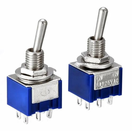 Interruttore a levetta in miniatura bipolare a doppio lancio (MTS202) ON-ON 120 V CA 6 A montaggio da 1/4 di pollice MTS-202 5 pezzi