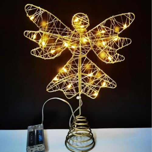 Engel Christbaumspitze, LED Weihnachtsengel Deko für Festtage, Deko Figur Für Balkon Party Wohnzimmer Fest Schlafzimmer Garten Terrasse Hof